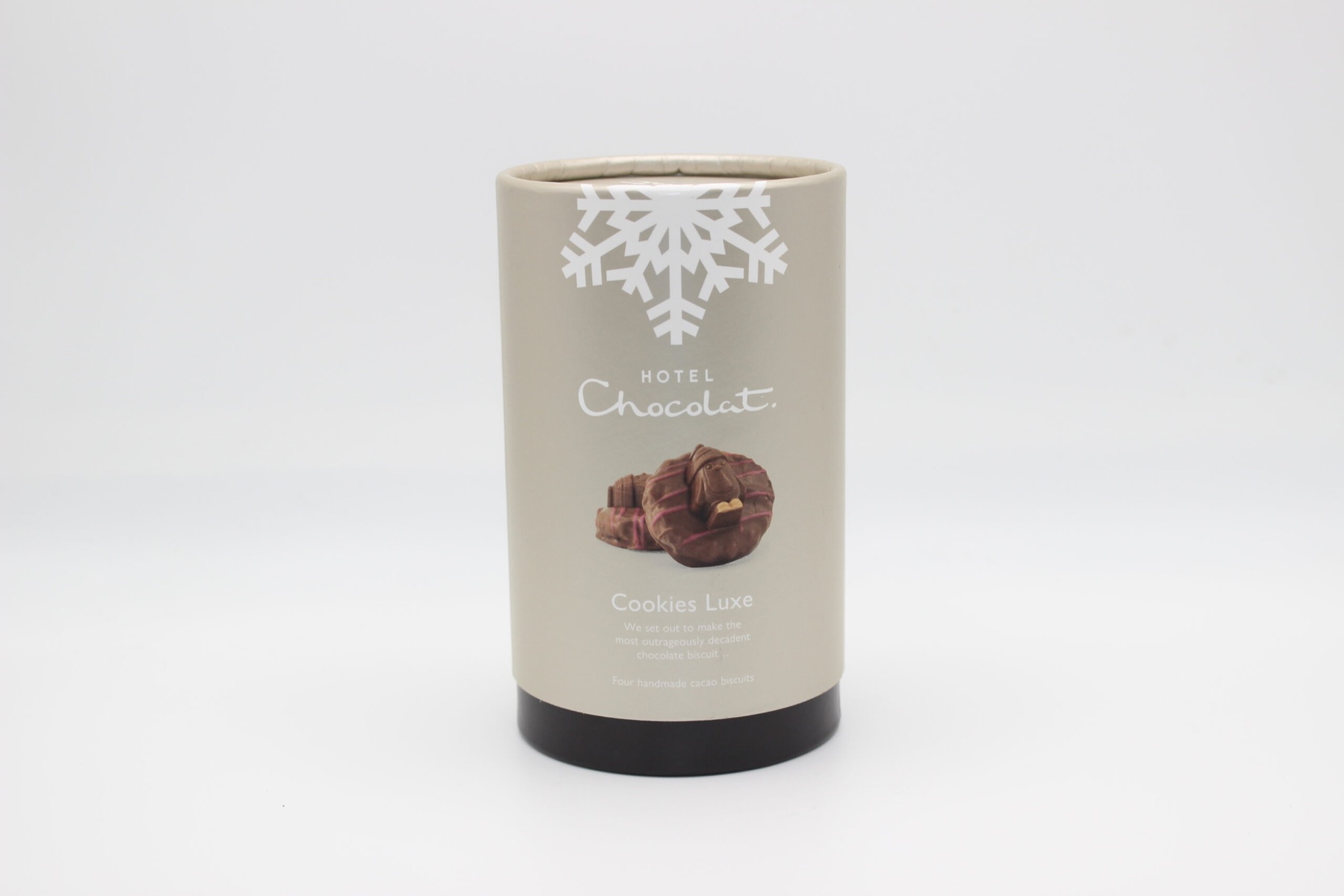 Hotel Chocolat telescopic tube with its dark inner base visible below the full-height outer sleeve