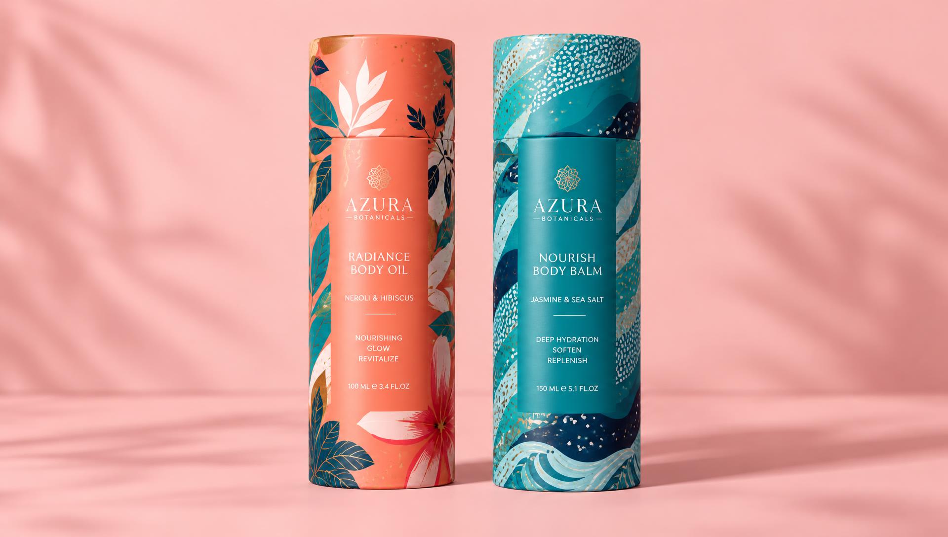 Brightly printed cardboard tube showcasing full-colour branded packaging
