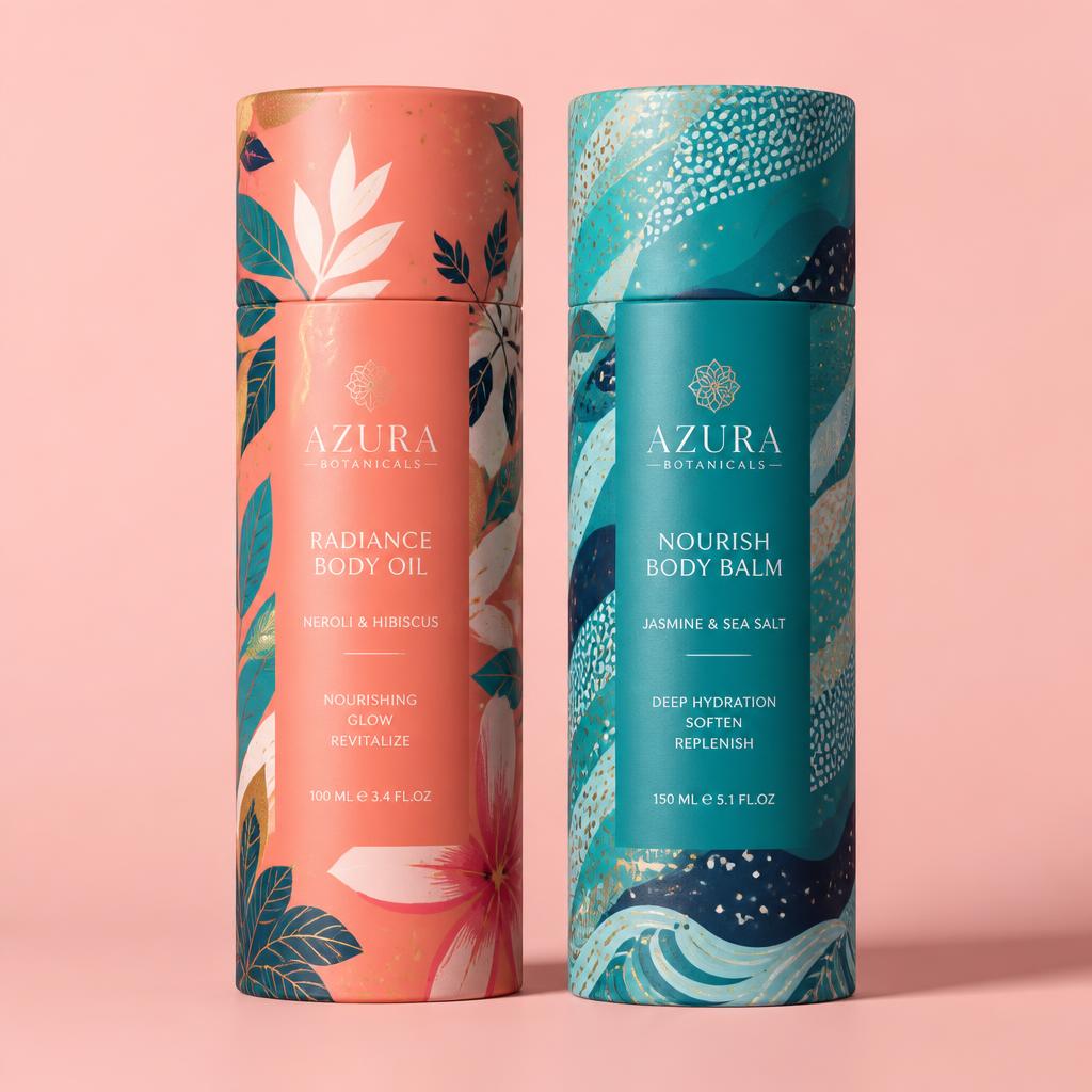 Brightly printed cardboard tube showcasing full-colour branded packaging